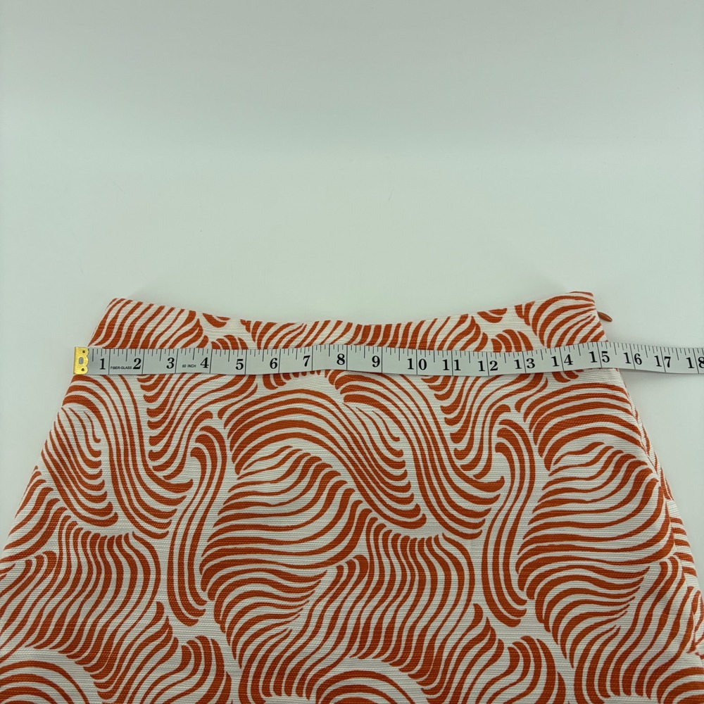 Ann Taylor Womens 2 Orange White Pencil Skirt Abstract Wave Cotton Blend Zip - Picture 5 of 6